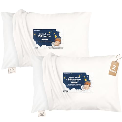 KeaBabies Toddler Pillowcase 13x18 2-Pack Organic Cotton Toddler Pillowcase for Kids Boys Girls Soft & Durable Cotton Cover for Miniature Sleepy Pillows Cute Pillow Sold Separately (Soft White)