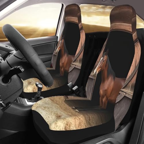 Housse de siège de voiture motif cheval pour SUV et camion : lot de 2 protections respirantes