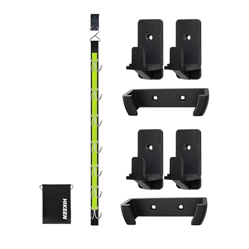 Hikeen 6Pcs Hockey Stick Wall Mount Set and 7 Hooks Stainless Steel Hanging Hockey Drying Rack,Can Organize Your Equipment