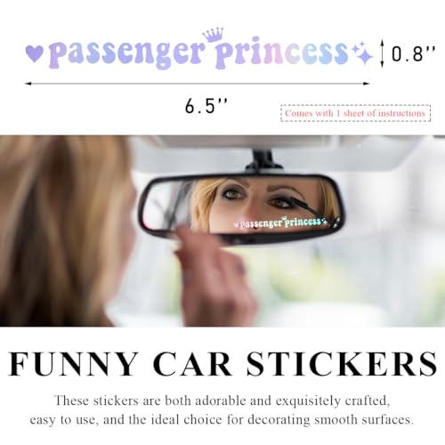 Image of Yourkar 2PCS Passenger Princess Sticker, Cute Stickers for Car Window Rearview Mirror, Girls Automotive Window Rearview Mirror Decoration Stickers, Universal Car Accessories (Colorful, Short)