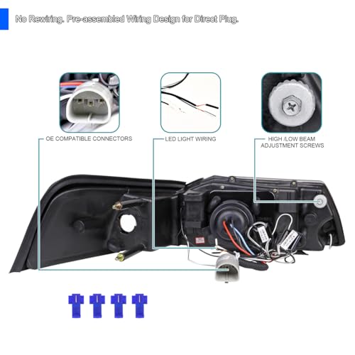SPEC-D LED Dual Halo Projector Headlights for 1999-2004 Ford Mustang - Image 5