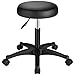 LANGRIA Sgabello Girevole Senza Schienale con Sedile Imbottito Rotondo in Altezza Regolabile per Studio Clinico Tatuaggio Studio Bar Salone da Bar (Nero)