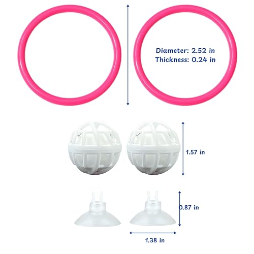 Image of Betta Ring Enrichment Toys with Filter Ball set, Turtle Water Cleaner Ball, Aquarium Feeding Ring with Nitrifying Balls, Betta Fish Toy, Aquatic Turtle Enrichment Toy, Tortoise Supplies (Pink, M-70mm)