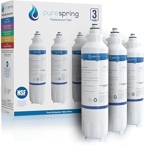 PureSpring Certified Replacement Refrigerator Water Filter for LG LT800, LT800P, LT800PC, ADQ73613403, ADQ73613402, ADQ73613401, LMXC23746D, LMXC23746S, Kenmore 9490, NSF42 & NSF372 Certified (3pk) Cover