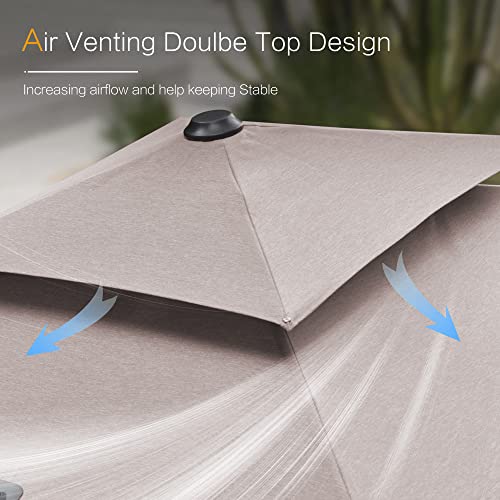Purple Leaf 10 Ft Cantilever Umbrella Outdoor Patio Eco-Friendly Olefin Umbrella, Large Offset Square Umbrella, Windproof Heavy Duty Hanging Outside Umbrella For Patio, Taupe #TOP3