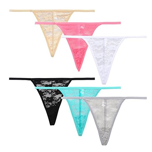 Closecret Lencería Atractivo T-Back Tanga de Floral Lace de Mujeres (L/XL(Cintura:77.5-86.5cm), 6 Colores)