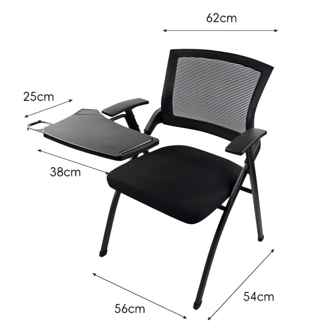 Image of 12 Pack Folding Office Chair with Desk Attached & Cup Holder-Tablet Arm Chair for Training Classroom-Conference Rom Mesh Back Guest Chair with Padded Seat-Portable Flip-Top Laptop Desk for Meeting