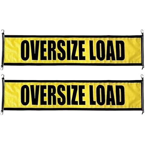 Oversize Load Signs for Trucks 18" x 84" Wide Load Banner with Heavy Duty with Bungee Cords for Escort Vehicles Car Truck 2 Pack Oversize Load Banner Warning Product Cover