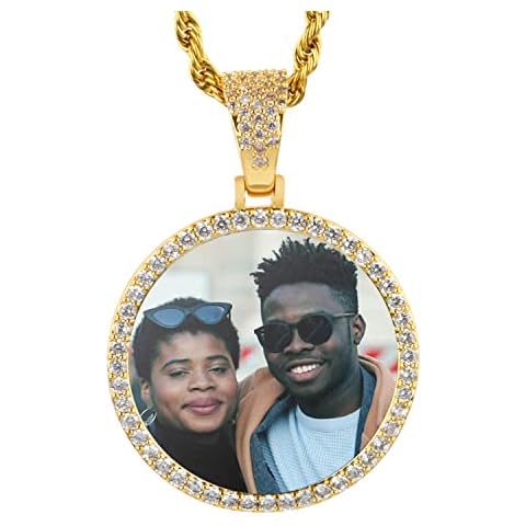 YIMERAIRE Customized Necklace with Picture Pendant Neckalce for Women Men Personalized Photo Pendant Necklace Memory Chain Necklace with Picture Birthday Gift 18in Gold Rope Chain Cover