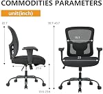 PayLessHere Big et sur le 500lbs Mesh Bureau Président Exécutif Ergonomic Task Desk Chaise Rolling Swivel Computer avec Support Lombaire pour Femmes, Hommes (Noir)