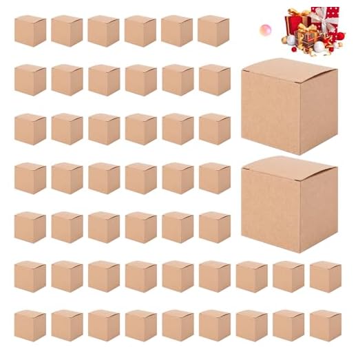 Liten kartong presentlåda, presentlåda 50 x 50 cm 50 st kraftpapperslåda vikbar retro presentlådor pyssel kartong set för jul/bröllop födelsedagsfest jul (50 cartons/set)