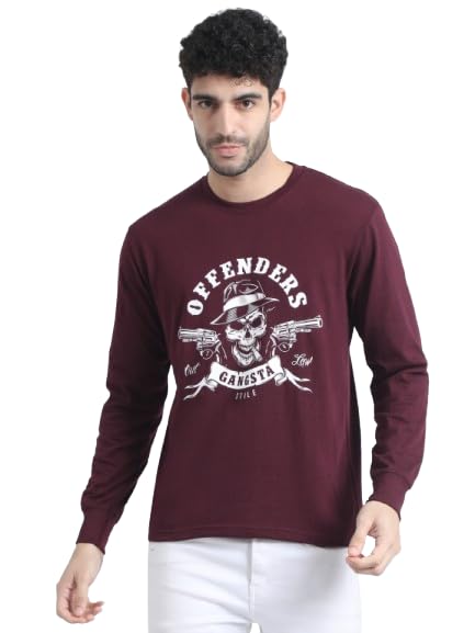 Image of OFFENDERS Mens Exclusive Graphic Printed Round Neck Full Sleeve Premium Tshirt 100% Cotton (Pack of 1)