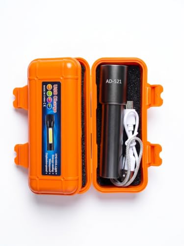 Image of AIXA Rechargeable Zoomable LED Flashlight, High Power Strobe Torch Light, Aluminium Alloy Body, USB Type-C Charging, Adjustable Focus, Waterproof for Camping, Hiking, Emergency, Home & Outdoor Use