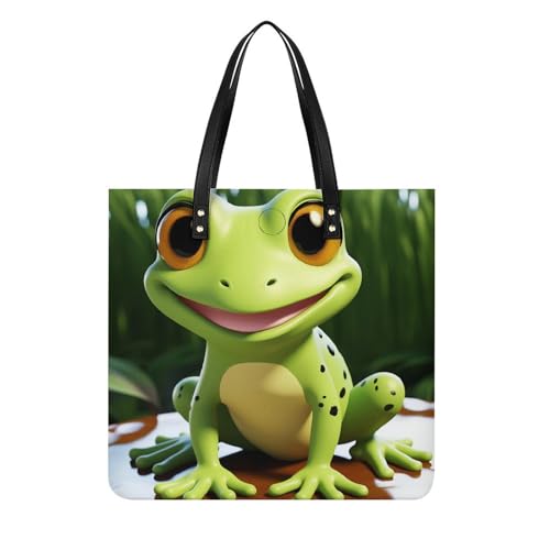 Sac à main en cuir imperméable blanc contre la pluie : grand sac bandoulière grenouille 39cm