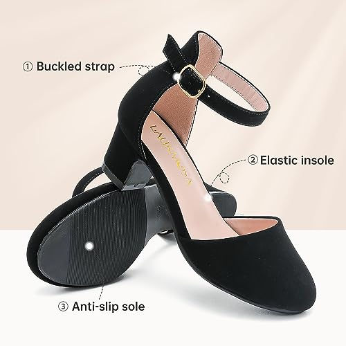 Image of LAURMOSA Girls Dress Shoes Closed Toe Pumps High Heels for Little Big Kid