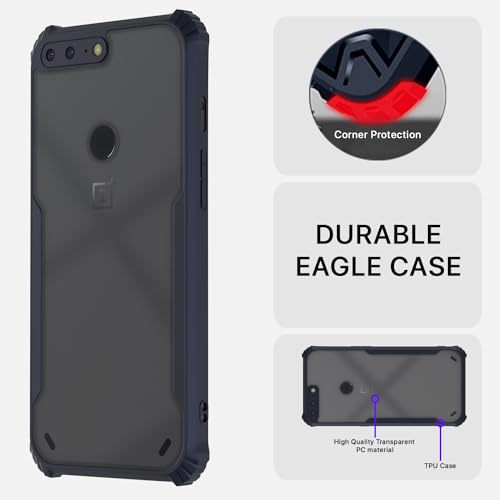 Image of Pikkme OnePlus 5T Back Cover | Crystal Clear Transparent Back | Ultra Hyrbid | Full Camera Protection | Raised Edge | Bumper Back Case (Blue)