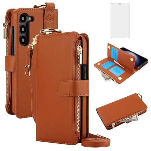 Coque Samsung Galaxy S23 FE 5G portefeuille RFID avec fermeture éclair verre trempé
