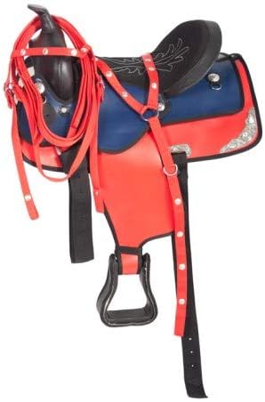 Western Barrel Racing Handmade Synthetic Cordura Horse Saddle Lightweight Trail Tack Equestrian Get Matching Headstall, Breastplate & REINS, Size: 10-18 inches Seat, DD19