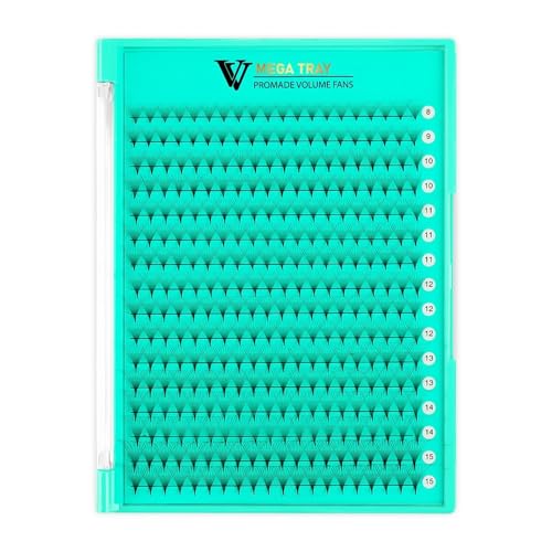 VAVALASH 320 Fans Premade Fans Eyelash Extensions 10D 14D 16D 20D 0.05 0.07 Thickness C/D Curl Middle Stem Premade Fans Volume Lash Extensions (320 Fans-10D-0.05-D-8-15mm)