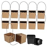 Hemobllo Macetas para Suculentas Mini 12 Juegos Bolsas Kraft y Asas Maceteros Pequeños de Plástico Negro Orificios de Drenaje Decoración de Mesa Recuerdos de Boda para Interiores y Exteriores