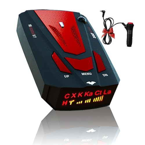 Newly Laser/Radar Detector Driving Aids for Cars with Led Display, Long Range Detection, City/Highway Mode Detectors, Mute Memory, Ideal Gifts (Red)