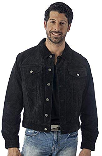 REED Men's Western Jean Style Suede Leather Shirt Jacket