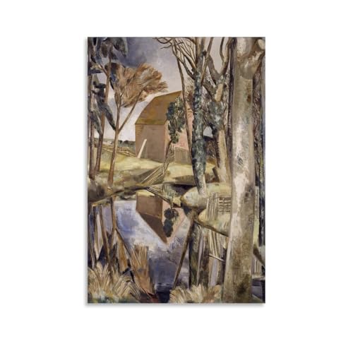 Oxenbridge Pond by Paul Nash�C���e���A�f�U�C���̃|�X�^�[�A�Ƃ̑����̔��w�A�����̐V�����Ƃ̑��蕨24x36inch(60x90cm) Unframe-style