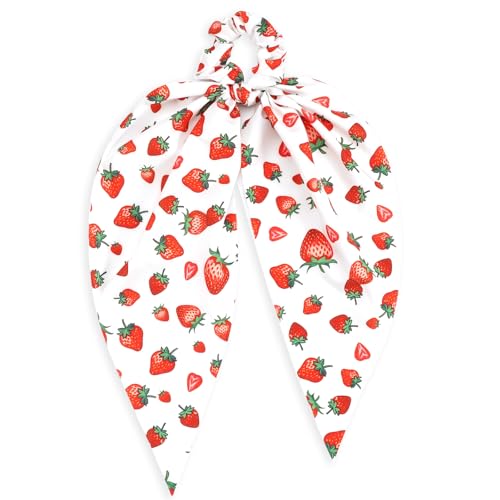 Strawberry Fun Hair Ties for Women Girls Fruits Elastic Tie Ribbon Hair Tie Bows Hair Scrunchies Cute Strawberry Hair Accessories Gifts ﻿