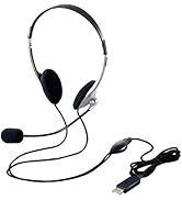 Elecom Headset Microphone USB Binaural Overhead 5.9 ft (1.8 m) Silver HS-FBE01USV