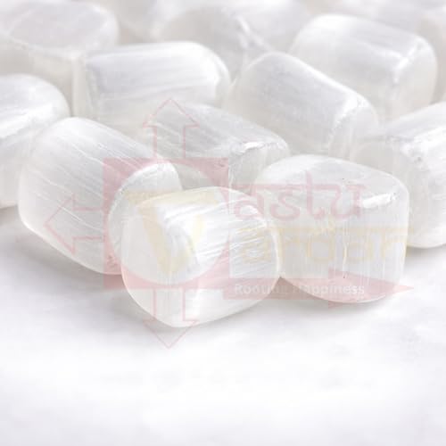 Image of Crystal Selenite Tumble Stone |50 gm Tumbled Gemstones | Reiki Healing Stones | Home Decor Pebbles | Aquarium Gravel | Garden & Table Decor