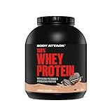Body Attack 100% Whey Protein Cookies n Cream, 2 kg - Made in Germany - extra cremiges Eiweißpulver mit Hydrolysat und BCAA´s, unterstützt Muskelaufbau und Diäten, für alle Sportler & Athleten
