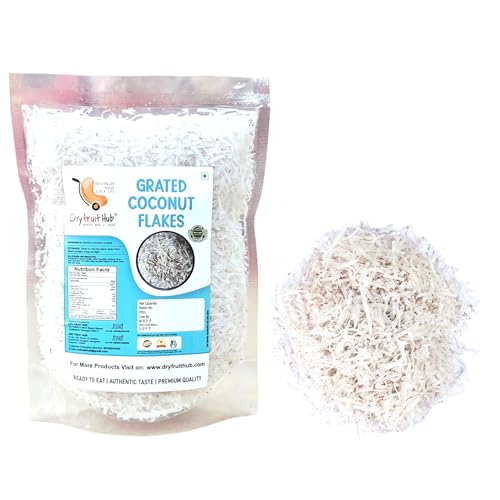 Image of Dry Fruit Hub Fresh Grated Coconut Flakes (Copra Kadi) 400g | Fresh 100% Natural & Unsweetened | Perfect for Cooking, Baking, and Garnishing | Dry Coconut Flakes