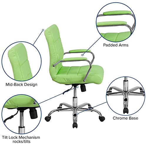Flash Furniture Mid-Back Green Vinyl Executive Swivel Office Chair With Chrome Base And Arms #TOP4