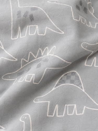 Image of TuddyBuddy Baby Cotton Wearable Quilted Sleeping Bag Blanket 1.5 Tog with 1 Way Zipper Closure | Ideal for Babies & Kids Hypoallergenic Fabrics | (Dino AOP - Grey, 18-24 Months)