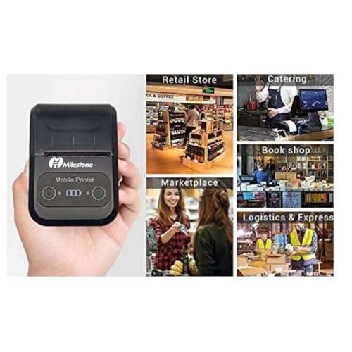 Image of Milestone MPT-II 58mm Thermal Printer Bluetooth POS Android 2 Inch Receipt Bill Printing Machine for Shop Restaurant Swiggy Zomato KOT Mall Mini Market with 10pcs Thermal Roll