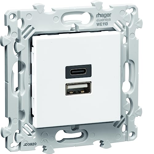 chargeur usb - type usb a+c - pure - hager essensya we113