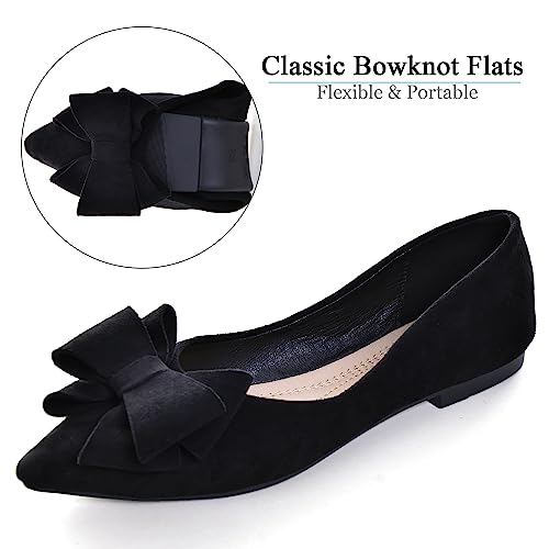 Dear Time Women Casual Comfortable Slip On Ballets Flats Pointy Toe Elegant Wedding Flat Shoes Black-7490 US 73