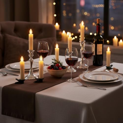 Image of Flameless LED Taper Candles with Clips, 4 inch Battery Operated Window Candles with Remote Timer Mini LED Chandelier Candlesticks for Home Decor Wedding Church Party & Tree Lighting,10 Pack,White