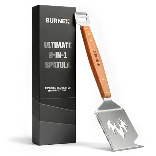 9-in-1 Grill Spatula – Multifunctional 1.5mm Thick Stainless Steel BBQ Tool with Bottle Opener, Cheese Slicer & Scraper – Outdoor Barbecue Grilling Gift for Men, Dad, Father's Day & Christmas by BURNEX - Used condition - US$17.65