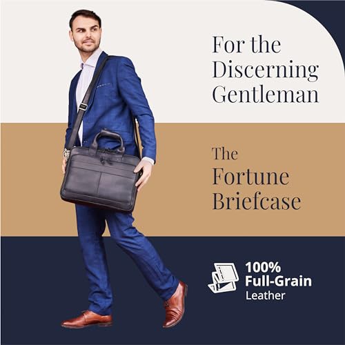 Luxorro Full-Grain Leather Briefcase for Men - Laptop Bag with Leather Computer Compartment2