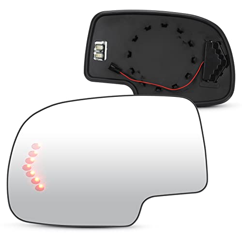 Driver Left Side Heated Mirror Glass with Turn Arrow Signal for 2003-2006 Cadillac Escalade ESV EXT Chevy Avalanche Silverado Suburban Tahoe for GMC Sierra Yukon Classic 1500 2500 3500 HD 2 PIN &4 PIN