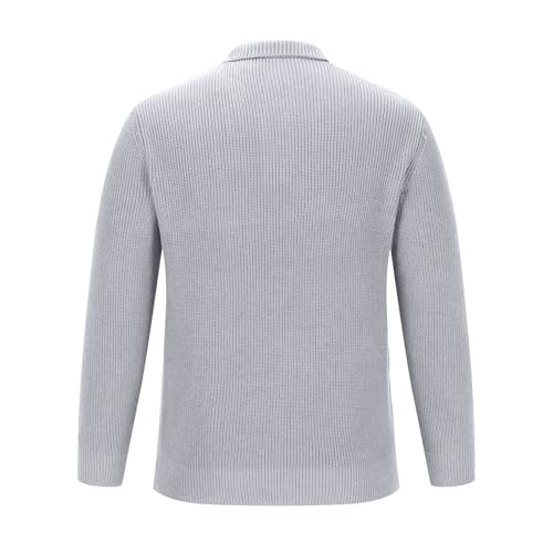 Cambkatl Men's Stand Collar Pullover Sweater - Loose Fit Casual V Neck Long Sleeve Knit Sweaters Thermal Tops3
