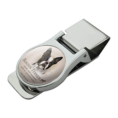 GRAPHICS & MORE Boston Terrier Dog Breed Satin Chrome Plated Metal Money Clip
