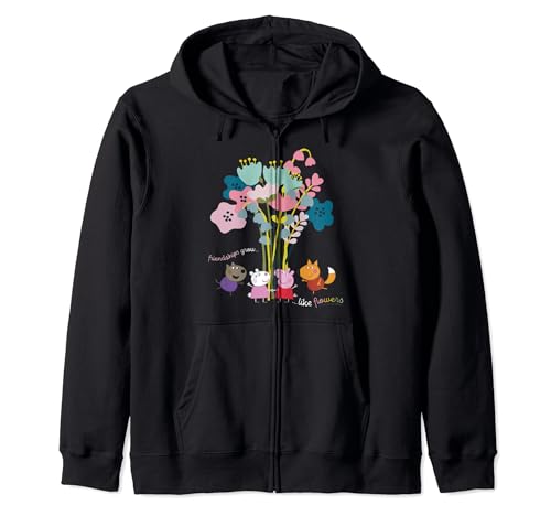 Sweat Peppa Pig zippé à capuche motif floral rose pour enfant