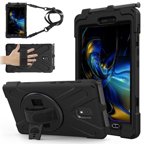 TECHGEAR X Hülle Kompatibel mit Samsung Galaxy Tab Active 3 / Tab Active 5 (8 Zoll) (T570/X306 Serie) Robust Stoßfest Outdoor Schutzhülle mit 360 Grad ständer, Hand Schultergurt, Eingebaut Display