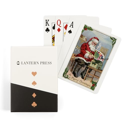 Lantern Press Christmas Greeting, Santa Painting, 52 naipes póker