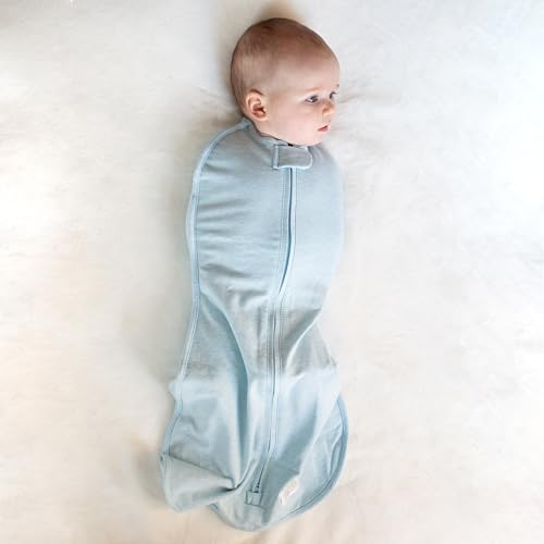 Image of Woombie Grow with Me Baby Swaddle, Convertible Swaddle Fits Babies 0-9 Months, Expands to Wearable Blanket for Babies up to 18 Months, Blue Lanterns