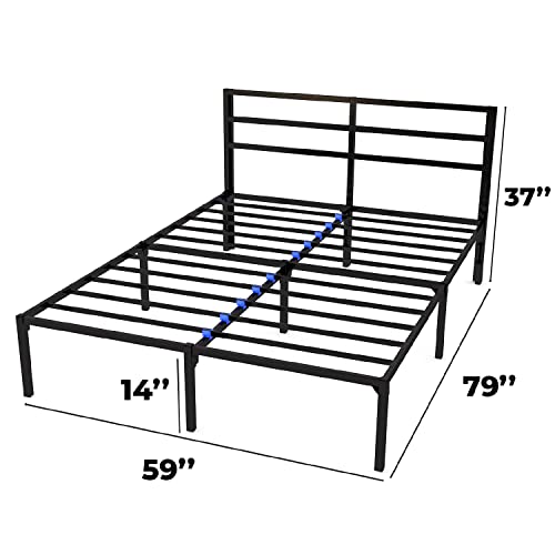 Urbanlab Quicklock Queen Platform Bed Frame With Headboard | Quiet & Sturdy | No Box Spring | 14 Inch Mattress Foundation Metal Platform Bed Frame | Quiet & Sturdy | No Box Spring Needed #TOP2
