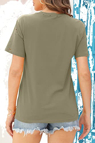 Veatzaer Summer Cotton Graphic Shirts Womens Short Sleeve Crewneck Tees Skull Distressed T Shirt Loose Casual Tops S-XXL3