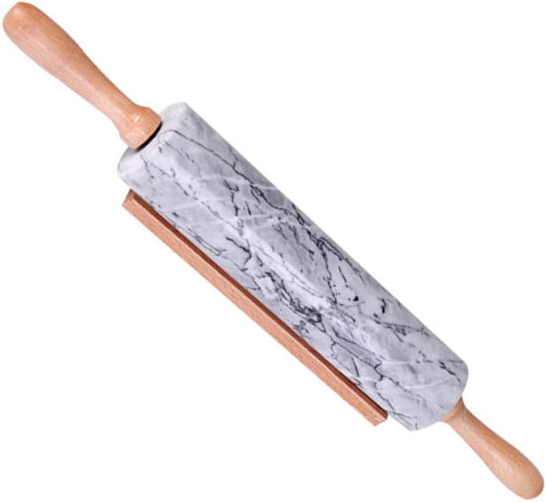 Unomor Natural Marble Rolling Pin with Wooden Handles Non-stick Dough Roller for Baking Cookies Pastry Pizza Fondant and Dumplings Kitchen Tool for Home Use and Giving